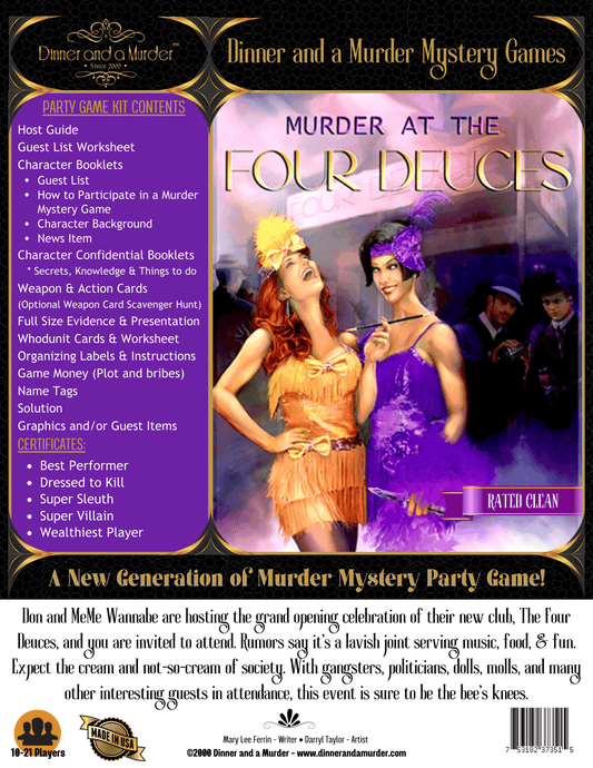 Murder at the Four Deuces Clean - All Male Extra Character Packet- Box - Dinner and a Murder