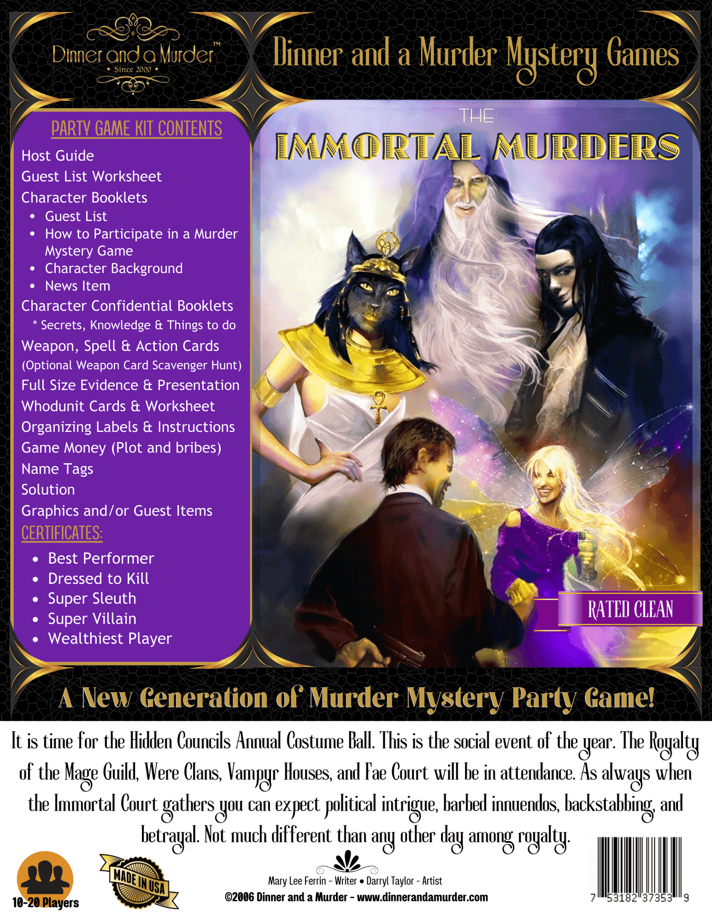 The Immortal Murders - C - Extra Character Packet - Box - Dinner and a Murder